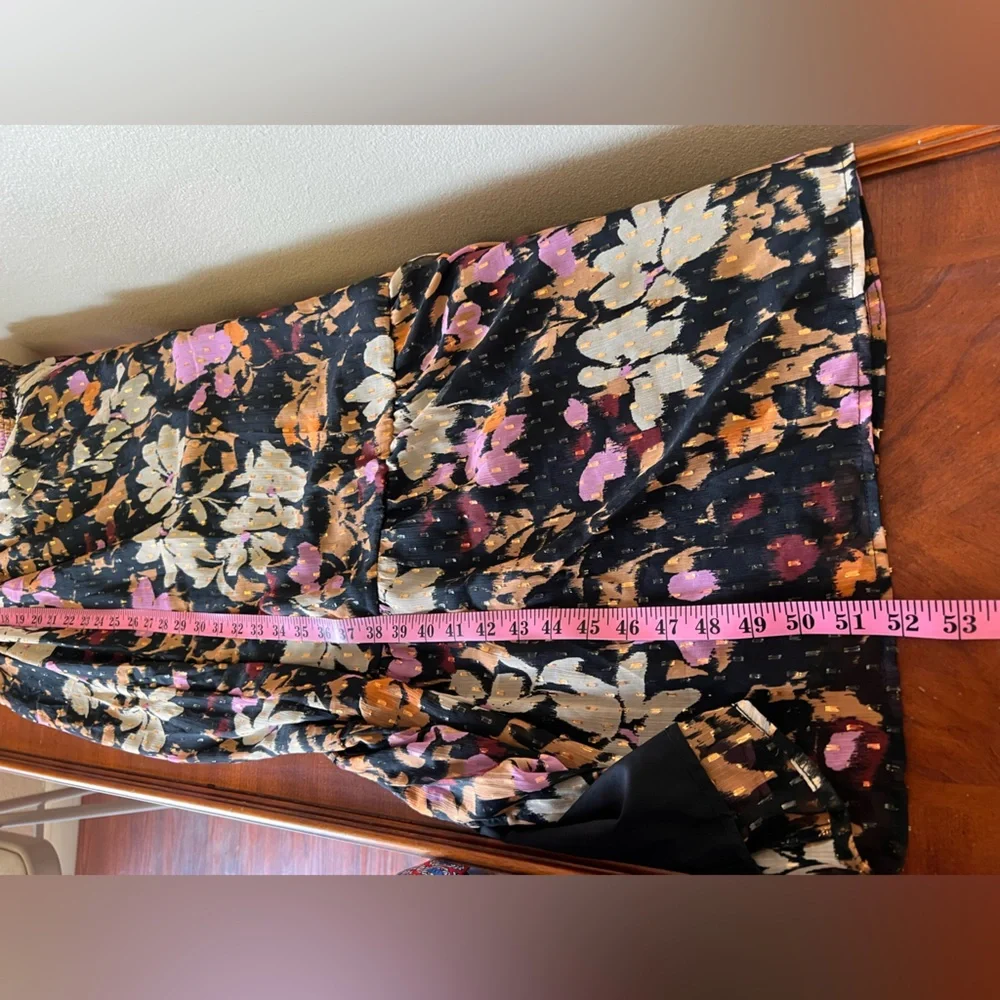 LOFT NWT Metallic Clip Gardenia Cutout High Slit Floral Maxi Dress Size SP - Picture 13 of 15